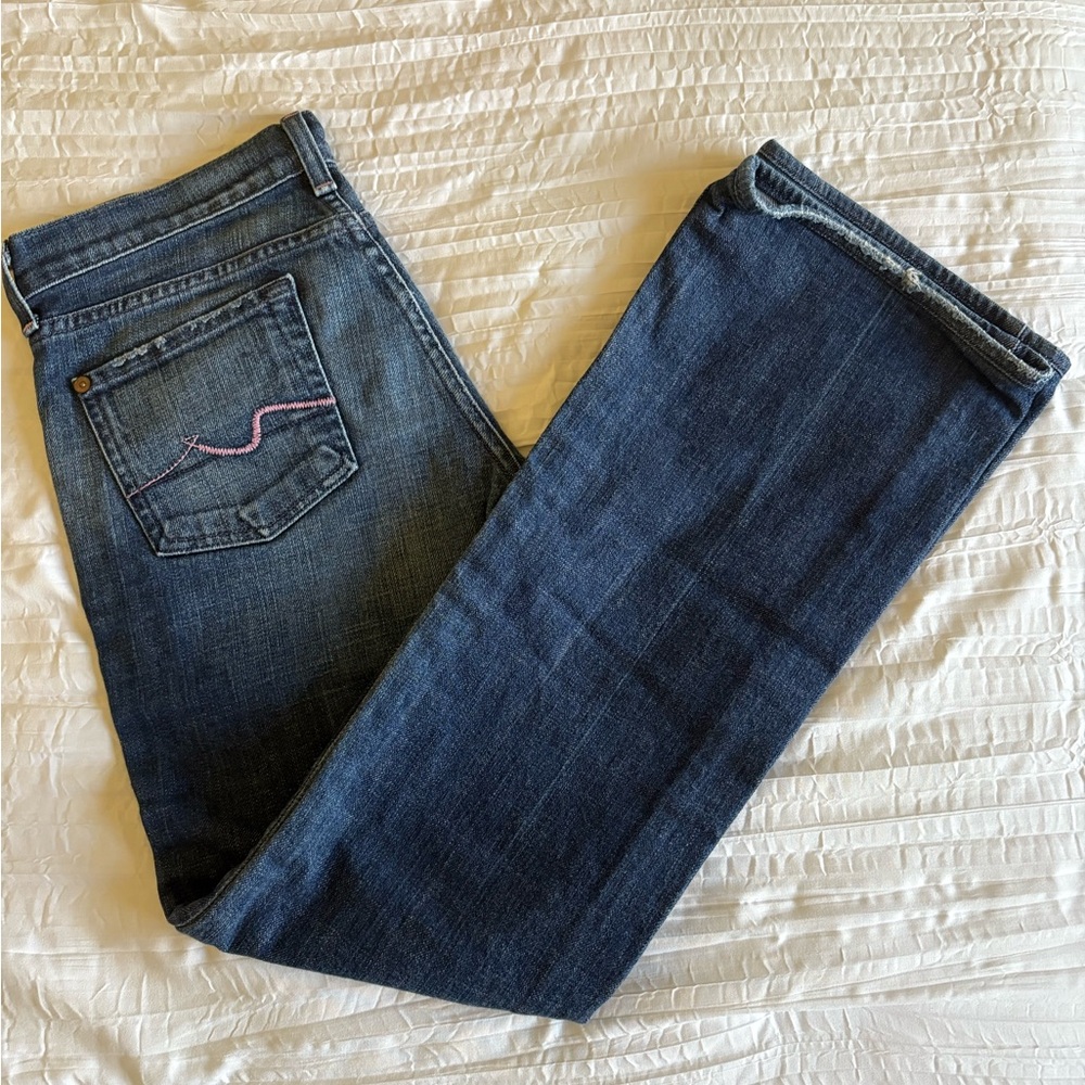 7 For All Mankind Women's Blue Straight Leg Jeans